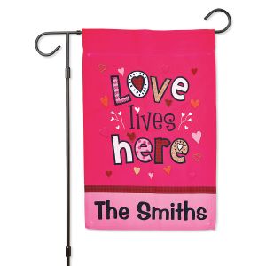 Personalized Love Lives Here Garden Flag