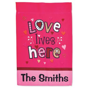 Personalized Love Lives Here Garden Flag 