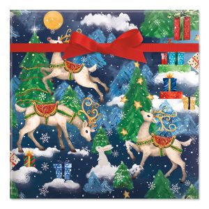 Reindeer Fantasy Jumbo Rolled Gift Wrap and Labels