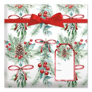 Under the Mistletoe Jumbo Rolled Gift Wrap and Labels