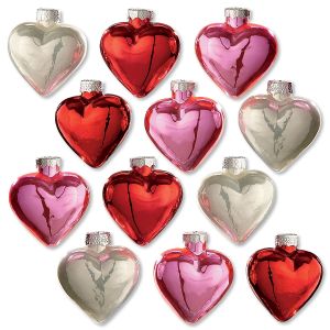 Shiny Glass Heart Ornaments