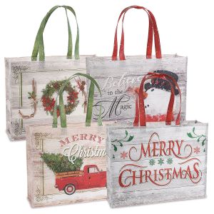 Rustic Christmas Large Shopping Tote Bags