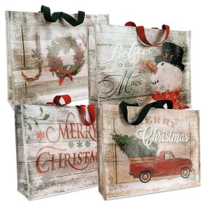 Rustic Christmas Large Shopping Tote Bags