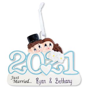 Personalized Just Married Christmas Ornament