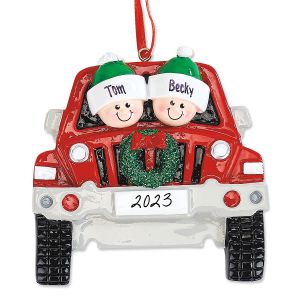 Red Truck Family Christmas Personalized Ornament 