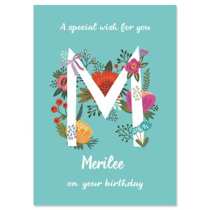 Floral Initial Personalized Birthday Card