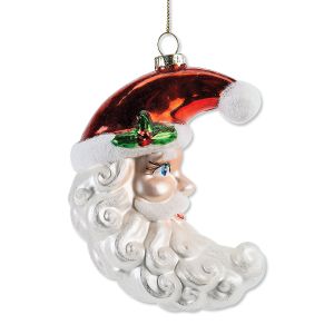 Santa Moon Glass Ornament