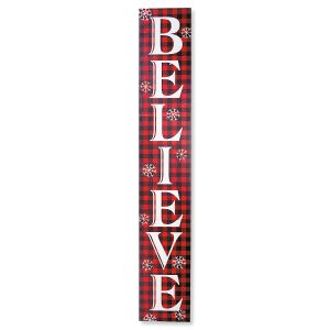Believe Tall Wood Sign