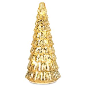 Gold Scalloped LED 10"H Tree Decoration