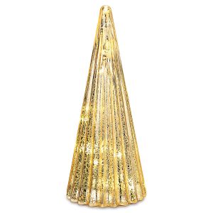 Gold Pleated LED 13"H Tree Decoration