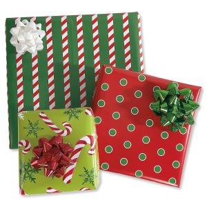 Candy Canes & Dots Flat Gift Wrap Sheets