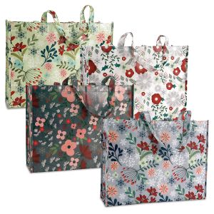 Winter Floral Large Shopping Tote Bags