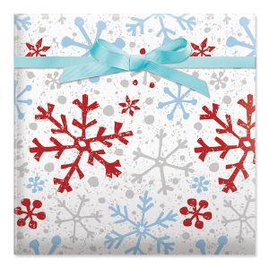 Crackle Snowflake Jumbo Rolled Gift Wrap