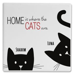 Personalized 2 Cats Coasters