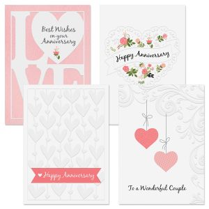 Deluxe Embossed Hearts Anniversary Cards