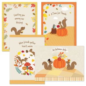 Squirrel Thanksgiving Cards - BOGO