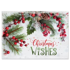 Berries & Pine Christmas Cards - Non-personalized