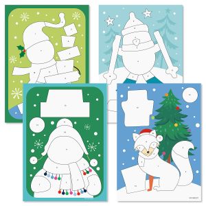 Winter Holiday Scene Sticker by Number Flat Cards