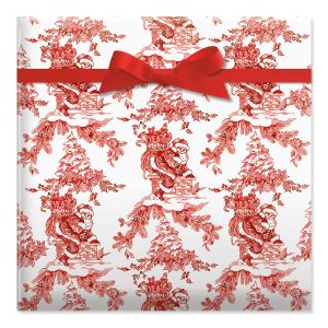 Toile Santa Jumbo Rolled Gift Wrap