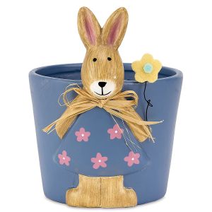 Blue Planter with Bunny