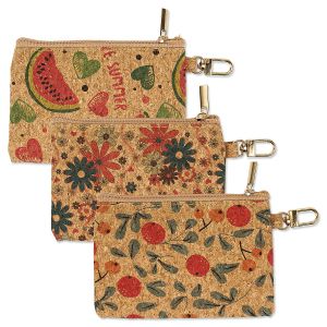 Cork Coin Zipper Pouches with Clips