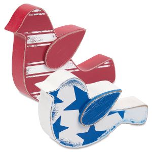 Wooden Patriotic Birds Deco