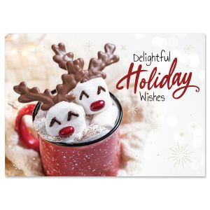 Marshmallow Reindeer Christmas Cards - Personalized