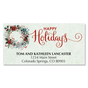 Watercolor Christmas Wreath Deluxe Address Labels - BOGO