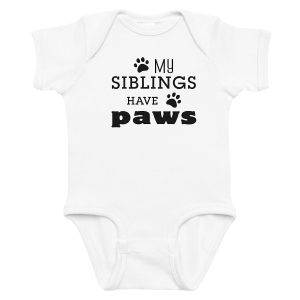 My Siblings Have Paws Baby Bodysuit - 12 Months