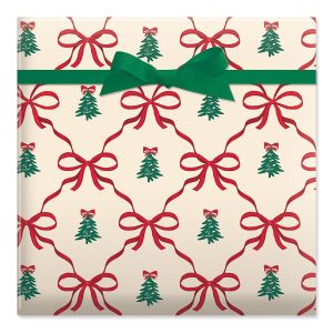 Holiday Bows Jumbo Rolled Gift Wrap and Labels
