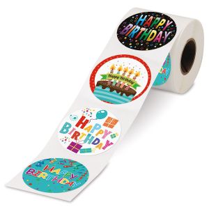 Colorful Birthday Rolled Stickers