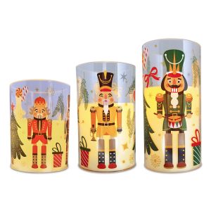 LED Nutcracker Flameless Candle Holder Set