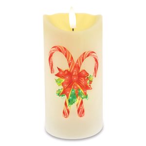 LED Candy Cane Christmas Candle