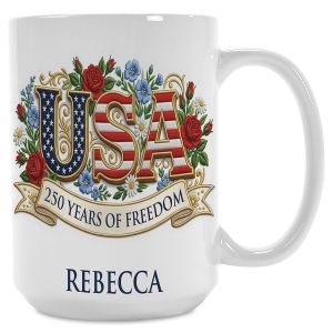 USA Floral Personalized Mug