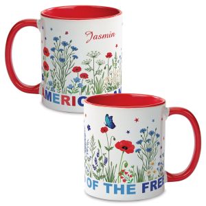 America Floral Personalized Mug