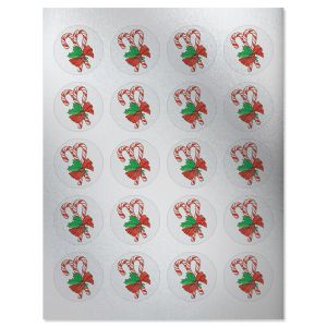 Silver Foil Candy Cane Stickers