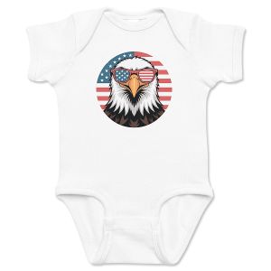 Eagle with Sunglasses White Baby Bodysuit Romper