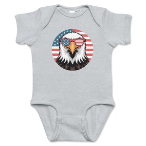 Eagle with Sunglasses Grey Baby Bodysuit Romper - 24 Months