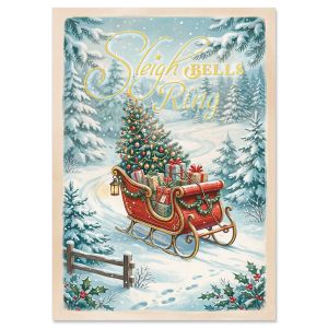 Holiday Sleigh Deluxe Christmas Cards - Nonpersonalized