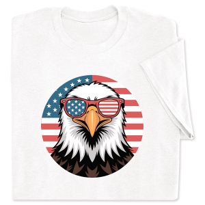 Eagle with Sunglasses White T-Shirt - X Large