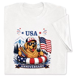 Golden Retriever Rafting White Adult T-Shirt - Medium
