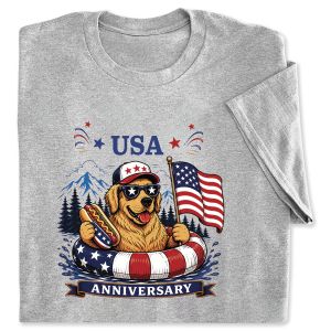 Golden Retriever Rafting Grey Adult T-Shirt - XX Large