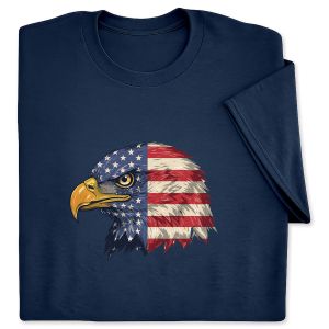 Eagle Head Flag Navy Adult T-Shirt - Medium