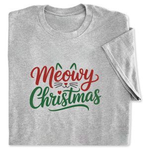 Meowy Christmas Grey Adult T-Shirt