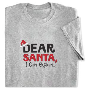 Dear Santa I Can Explain Grey Adult T-Shirt