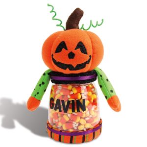 Personalized Halloween Jack-o-Lantern Treat Jar