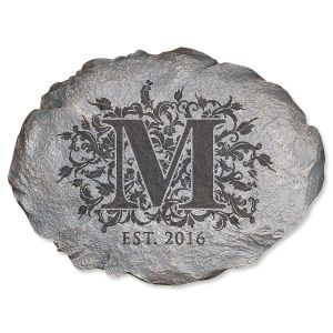 Floral Initial Personalized Garden Stone 