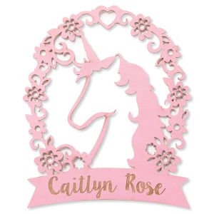 Personalized Unicorn  Pink Wood Plaque 
