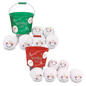 Tin Bucket & 6 Plush Snowballs