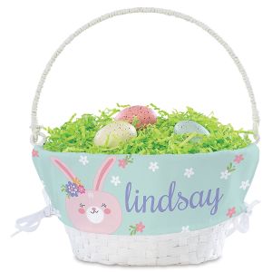 Personalized Pink Bunny Easter Basket with Liner